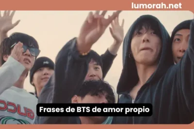 frases de BTS de amor propio con grupo de jóvenes y expresión de energía positiva
