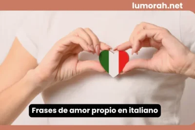 frases de amor propio en italiano con manos formando un corazón y bandera de Italia