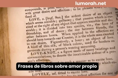 frases de libros sobre amor propio con libro abierto y texto relacionado con el amor
